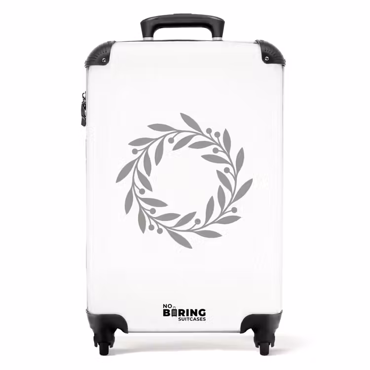 Koffer - Kranz – Blätter – Natur – Minimalistisch – Grau - Krans - Bladeren - Natuur - Minimalistisch - Grijs NBS - Handbagage koffer - Volwassenen Unisex middel