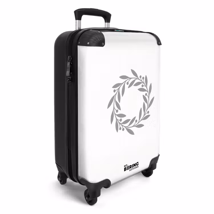Koffer - Kranz – Blätter – Natur – Minimalistisch – Grau - Krans - Bladeren - Natuur - Minimalistisch - Grijs NBS - Handbagage koffer - Volwassenen Unisex middel