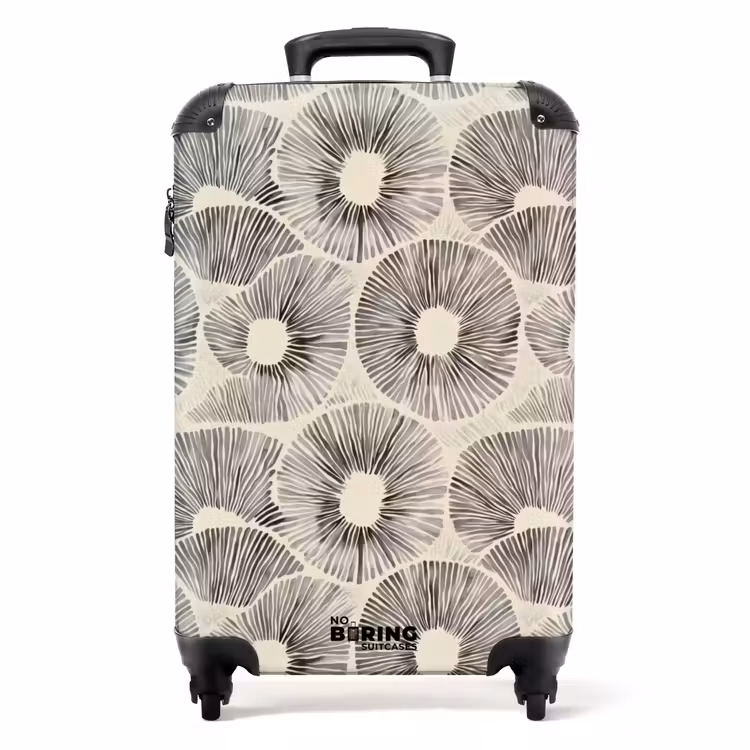 Cirkels - Patroon - Zwart NBS - Handbagage koffer - Volwassenen Unisex middel -productfoto_recht