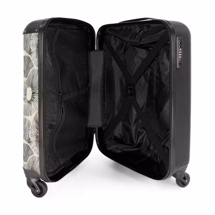 Cirkels - Patroon - Zwart NBS - Handbagage koffer - Volwassenen Unisex middel -binnenkant