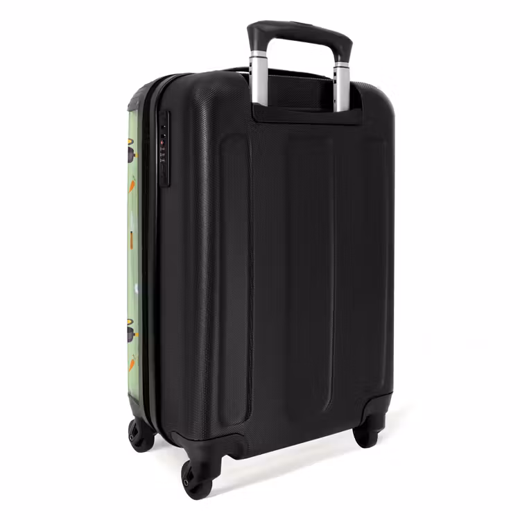 Keukenaccessoires en ingrediënten op lichtgroen NBS - Handbagage koffer - Kinderen Unisex middel -achterkant