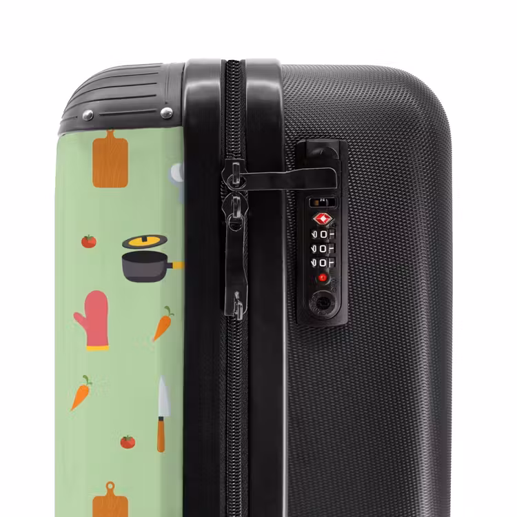 Keukenaccessoires en ingrediënten op lichtgroen NBS - Handbagage koffer - Kinderen Unisex middel -slot