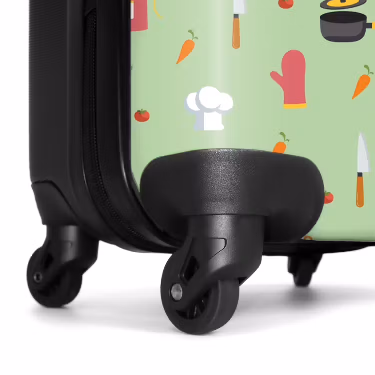 Keukenaccessoires en ingrediënten op lichtgroen NBS - Handbagage koffer - Kinderen Unisex middel -wiel