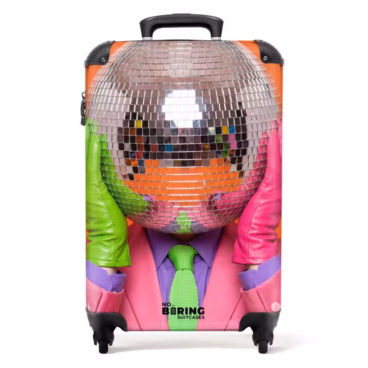 Koffer - Kunst – Discokugel – Bunt – Modern – Studio - Kunst - Disco bal - Kleurrijk - Modern - Studio NBS - Handbagage koffer - Volwassenen Unisex middel