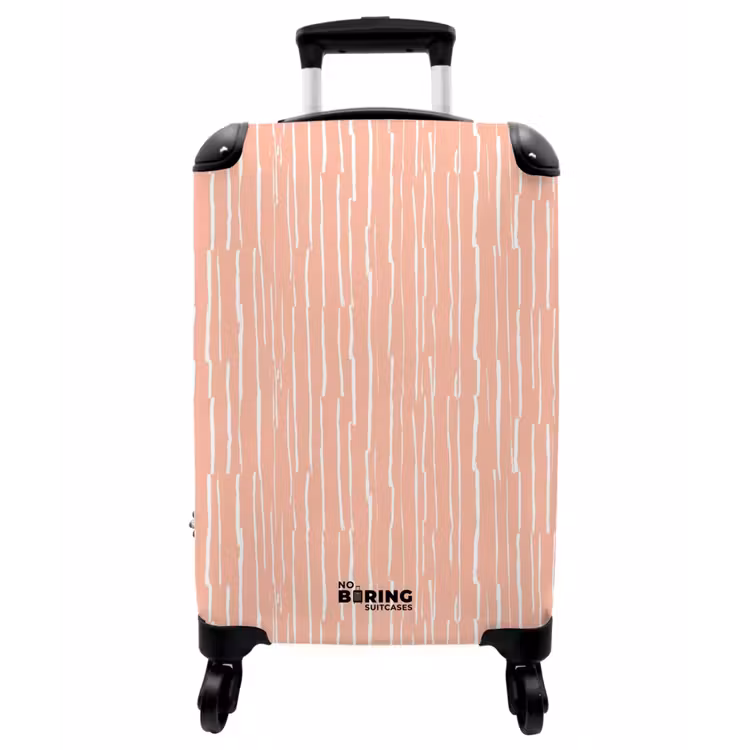 Koffer - Lachsrosa – Streifen – Handgezeichnet – Muster - Zalmroze - Strepen - Handgetekend - Patroon NBS - Handbagage koffer - Vrouwen middel