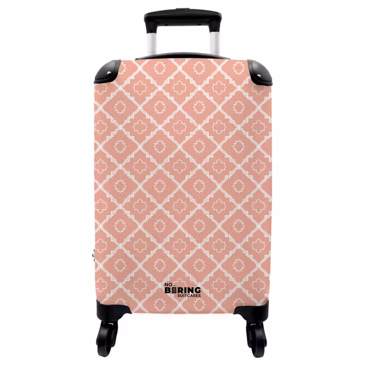 Koffer - Lachsrosa – Streifen – Handgezeichnet – Muster - Zalmroze - Strepen - Handgetekend - Patroon NBS - Handbagage koffer - Vrouwen middel