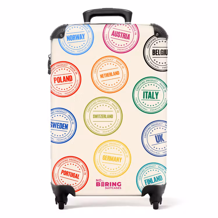 Koffer - Länder – Kreise – Bunt - Landen - Cirkels - Kleurrijk NBS - Handbagage koffer - Volwassenen Unisex middel