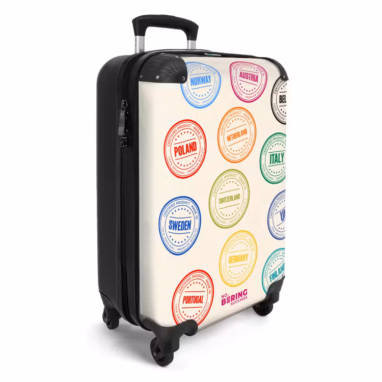 Koffer - Länder – Kreise – Bunt - Landen - Cirkels - Kleurrijk NBS - Handbagage koffer - Volwassenen Unisex middel
