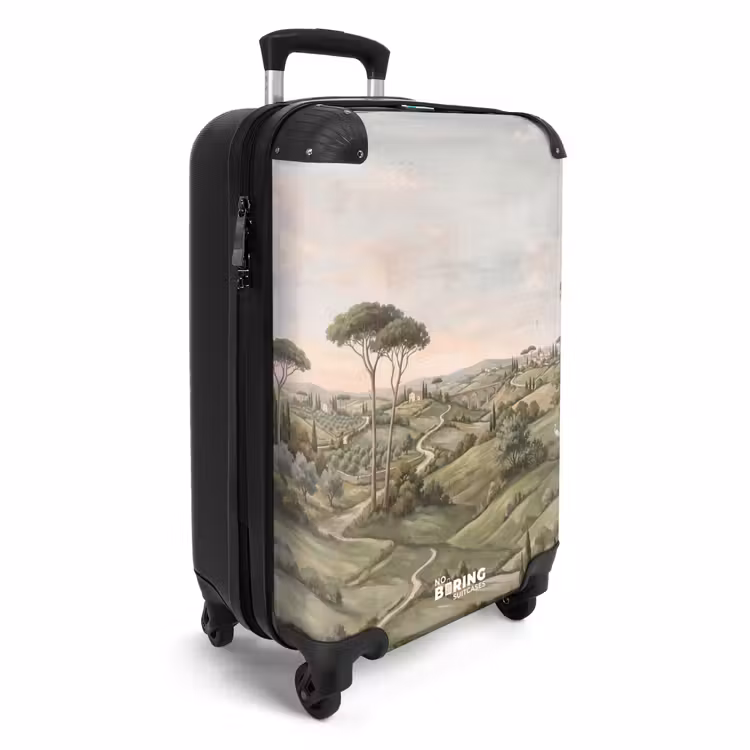 Koffer - Landschaft – Hügel – Sandweg – Grün - Landschap - Heuvels - Zandpad - Groen NBS - Handbagage koffer - Volwassenen Unisex middel