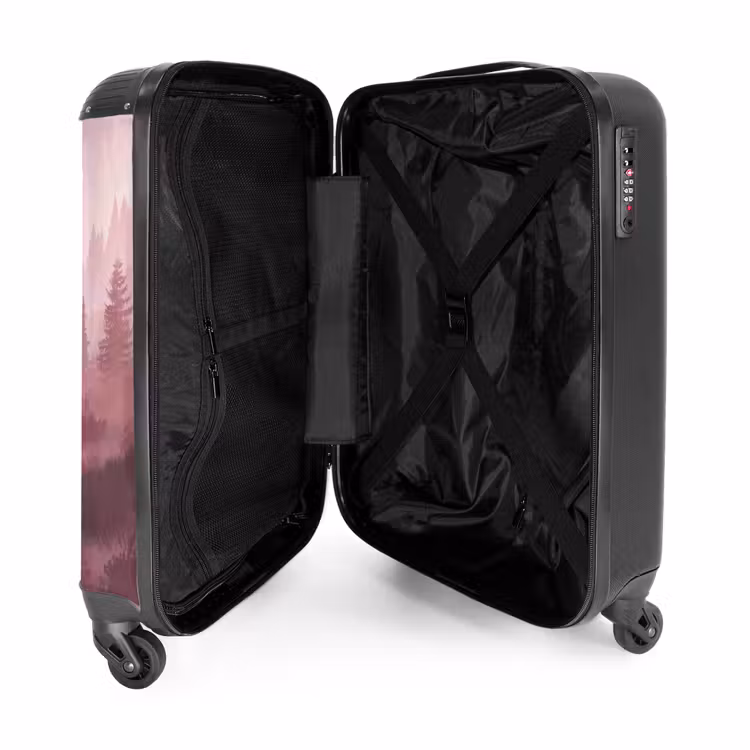 Landschap - Mistig - Roze NBS - Handbagage koffer - Volwassenen Unisex middel -binnenkant