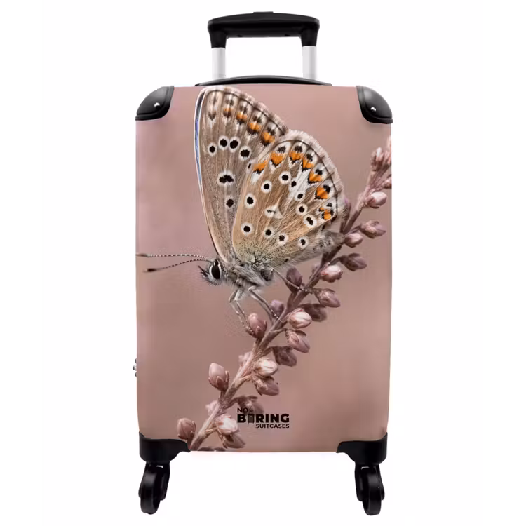 Koffer - Lavendel – Schmetterling – Lila - Lavendel - Vlinder - Paars NBS - Handbagage koffer - Vrouwen middel