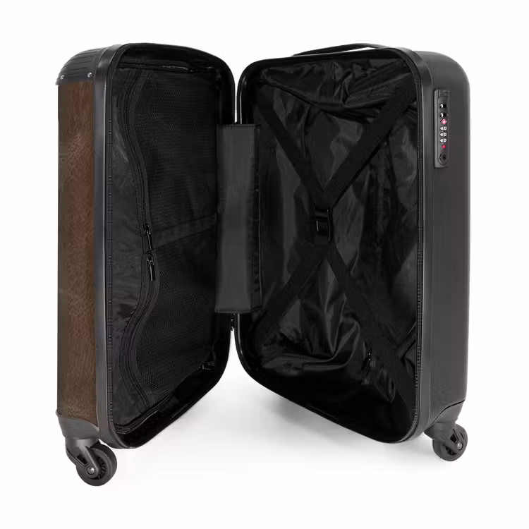 Lederen look donker bruin NBS - Handbagage koffer - Volwassenen Unisex middel -binnenkant