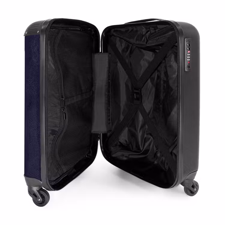 Lederen look marine blauw NBS - Handbagage koffer - Volwassenen Unisex middel -binnenkant
