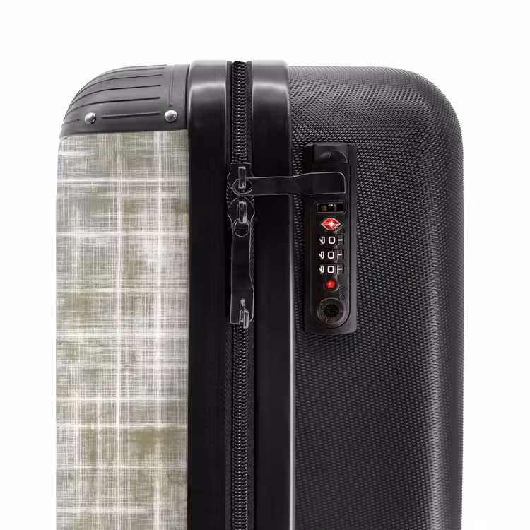 Linnen - Patroon - Groen NBS - Handbagage koffer - Volwassenen Unisex middel -slot