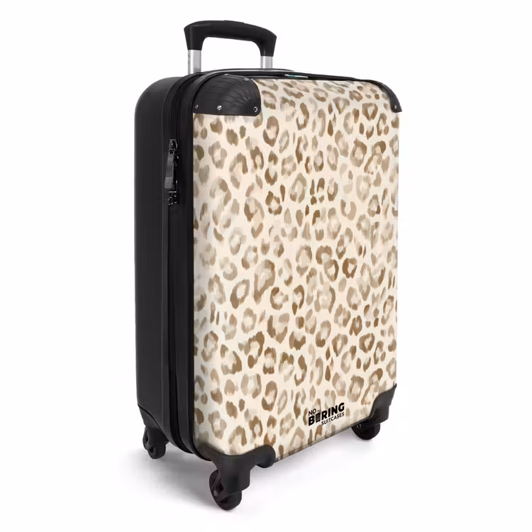 Luipaard - Klassiek - Beige NBS - Handbagage koffer - Volwassenen Unisex middel -productfoto_3d
