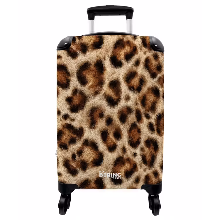 Koffer - Leopard - Mantel - Braun - Luipaard - Vacht - Bruin NBS - Handbagage koffer - Vrouwen middel