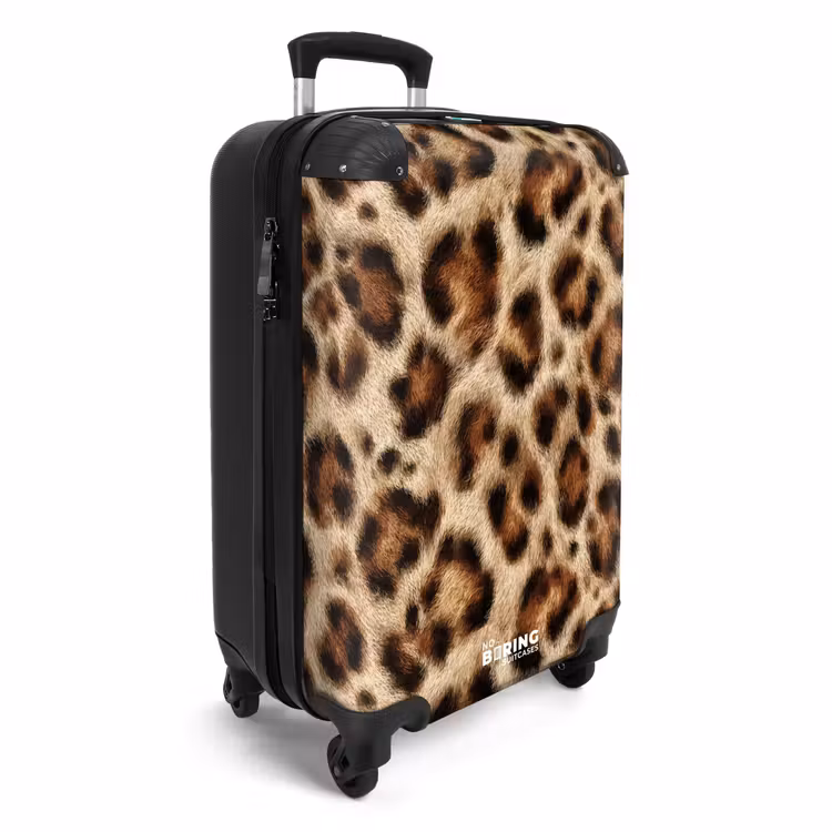 Koffer - Leopard - Mantel - Braun - Luipaard - Vacht - Bruin NBS - Handbagage koffer - Vrouwen middel