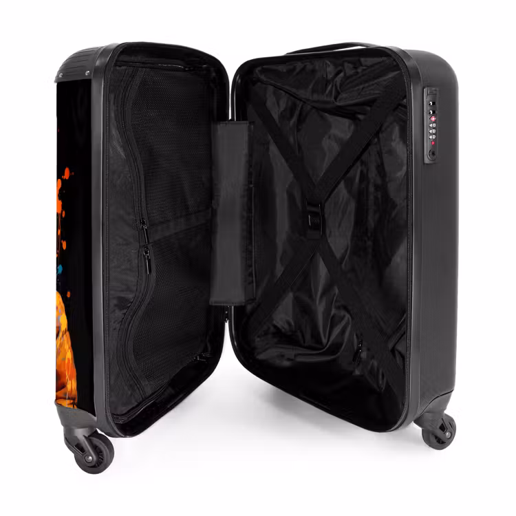 Luipaard met kleurrijke jas en verfspetters NBS - Handbagage koffer - Unisex middel -binnenkant