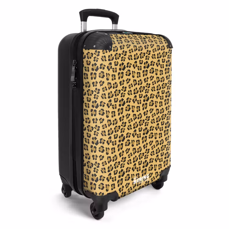 Luipaardprint op goudgele achtergrond NBS - Handbagage koffer - Volwassenen Unisex middel -productfoto_3d