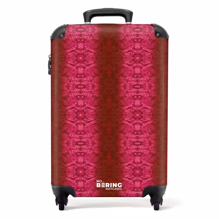 Felroze slangenhuid met symmetrische schubstructuur NBS - Handbagage koffer - Volwassenen Unisex middel -productfoto_recht