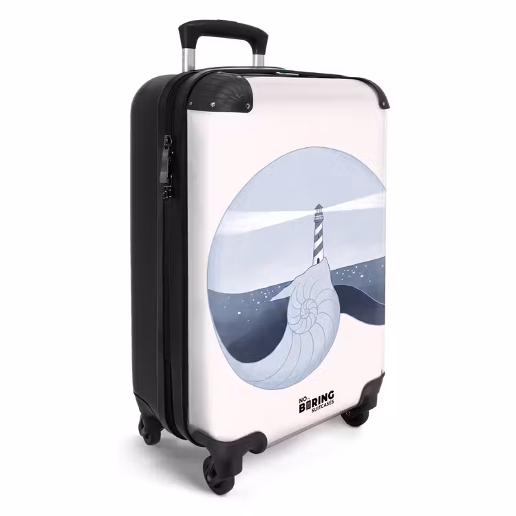 Koffer - Leuchtturm – Meer – Muschel – Abstrakt – Blau - Vuurtoren - Zee - Schelp - Abstract - Blauw NBS - Handbagage koffer - Volwassenen Unisex middel
