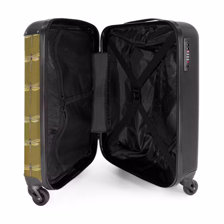Libellen - Patroon - Groen NBS - Handbagage koffer - Volwassenen Unisex middel -binnenkant