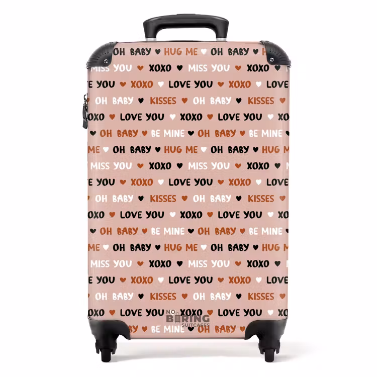 Liefdeswoorden op lichtroze NBS - Handbagage koffer - Volwassenen Unisex middel -productfoto_recht