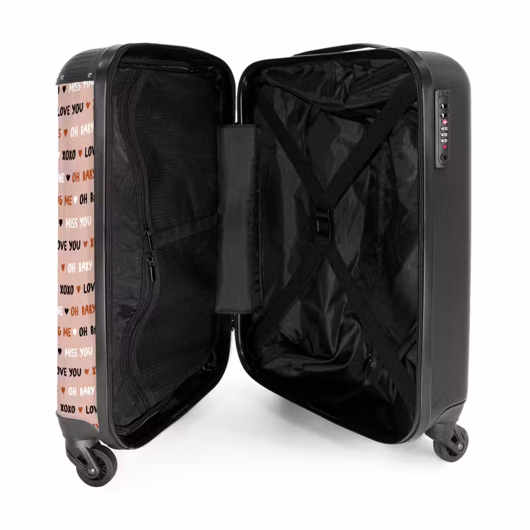 Liefdeswoorden op lichtroze NBS - Handbagage koffer - Volwassenen Unisex middel -binnenkant