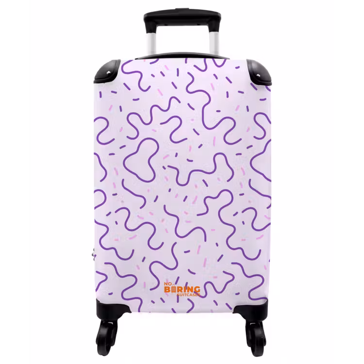 Koffer - Lila – Abstrakt – Memphis – Retro – Sprenkel – Muster - Paars - Abstract - Memphis - Retro - Spikkels - Patroon NBS - Handbagage koffer - Vrouwen middel