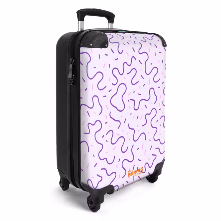 Koffer - Lila – Abstrakt – Memphis – Retro – Sprenkel – Muster - Paars - Abstract - Memphis - Retro - Spikkels - Patroon NBS - Handbagage koffer - Vrouwen middel