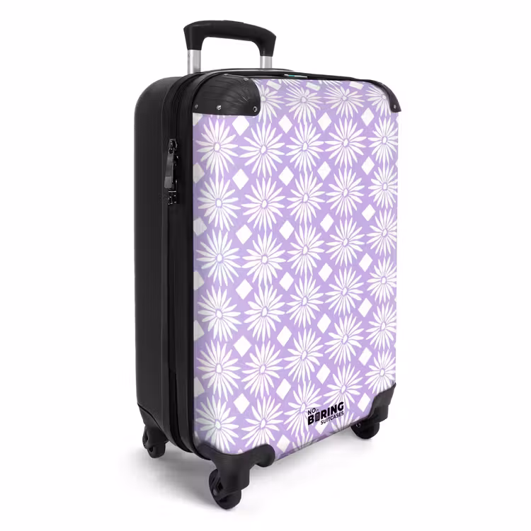 Koffer - Lila – Botanisch – Blumen – Gänseblümchen – Muster - Lila - Botanisch - Bloemen - Margrieten - Patroon NBS - Handbagage koffer - Vrouwen middel