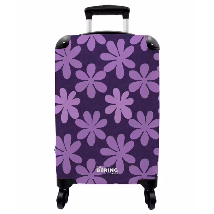 Koffer - Lila – Botanisch – Blumen – Retro – Muster - Paars - Botanisch - Bloemen - Retro - Patroon NBS - Handbagage koffer - Vrouwen middel