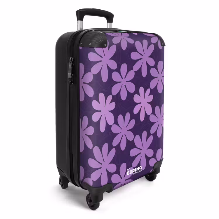 Koffer - Lila – Botanisch – Blumen – Retro – Muster - Paars - Botanisch - Bloemen - Retro - Patroon NBS - Handbagage koffer - Vrouwen middel