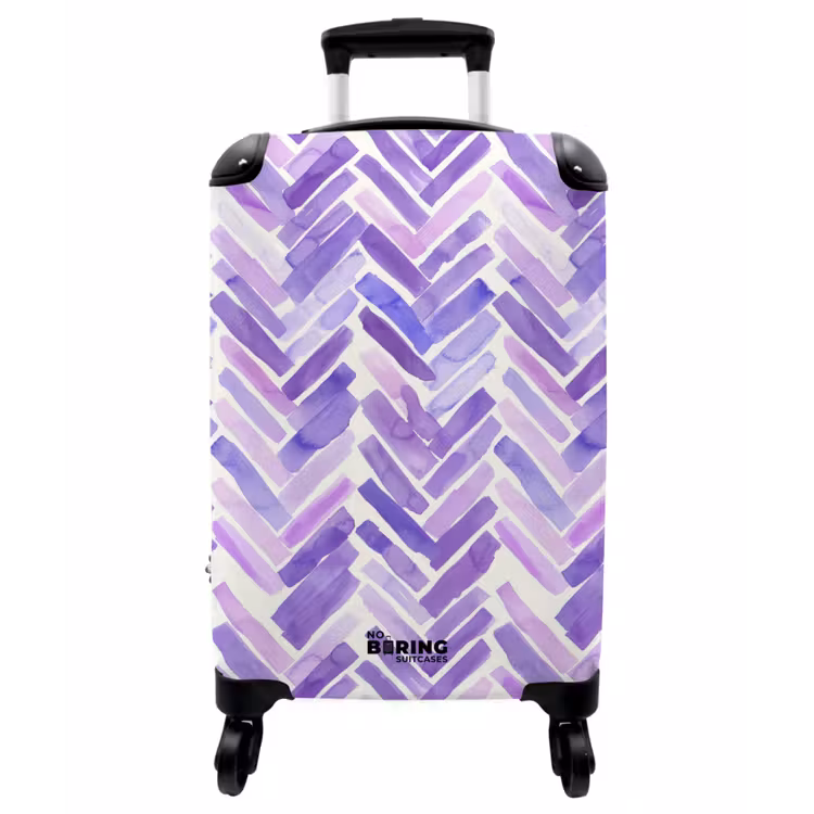 Koffer - Lila – Fischgrätmuster – Aquarell – Pinselstriche – Muster - Paars - Visgraat - Aquarel - Penseelstreken - Patroon NBS - Handbagage koffer - Vrouwen middel