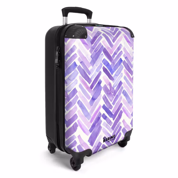 Koffer - Lila – Fischgrätmuster – Aquarell – Pinselstriche – Muster - Paars - Visgraat - Aquarel - Penseelstreken - Patroon NBS - Handbagage koffer - Vrouwen middel