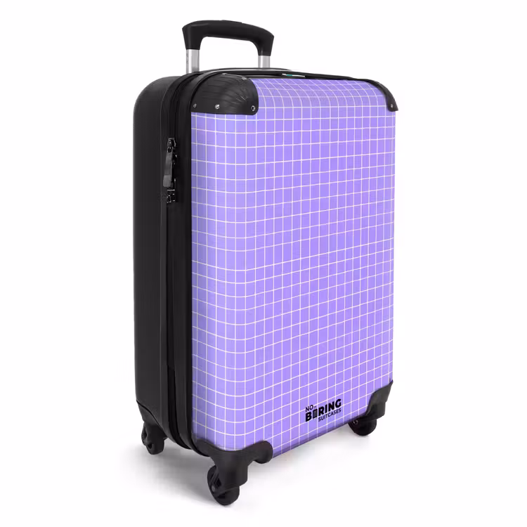 Koffer - Lila – Geometrisch – Raster – Minimalistisch – Muster - Paars - Geometrisch - Raster - Minimalistisch - Patroon NBS - Handbagage koffer - Vrouwen middel