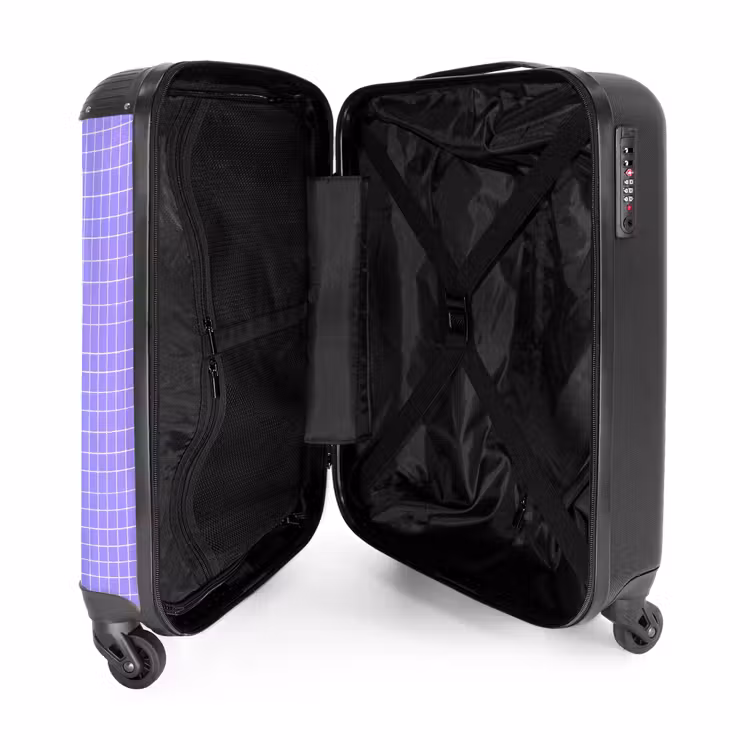 Koffer - Lila – Geometrisch – Raster – Minimalistisch – Muster - Paars - Geometrisch - Raster - Minimalistisch - Patroon NBS - Handbagage koffer - Vrouwen middel