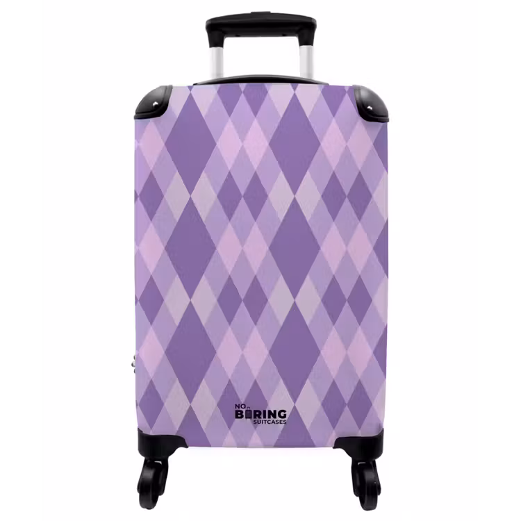 Koffer - Lila – Geometrisch – Rauten – Argyle – Muster - Paars - Geometrisch - Ruiten - Argyle - Patroon NBS - Handbagage koffer - Vrouwen middel