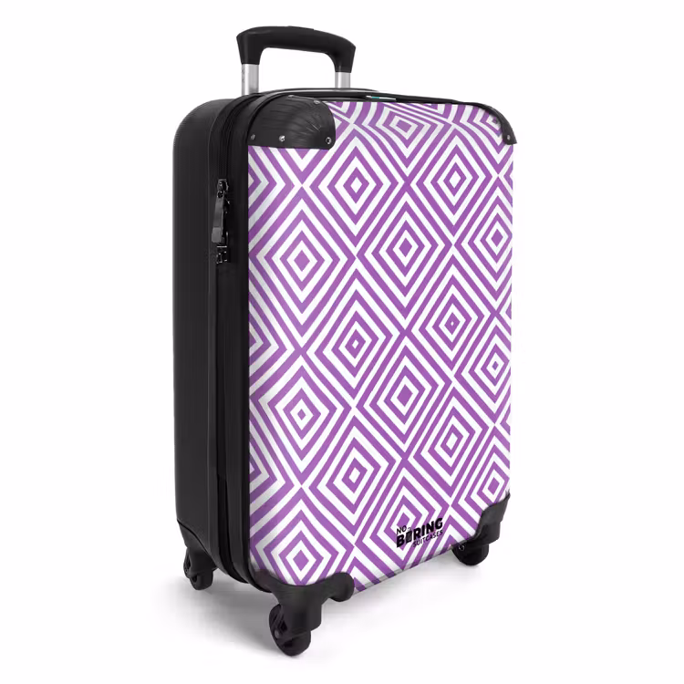 Koffer - Lila – Geometrisch – Rauten – Konzentrisch – Muster - Paars - Geometrisch - Ruiten - Concentrisch - Patroon NBS - Handbagage koffer - Vrouwen middel