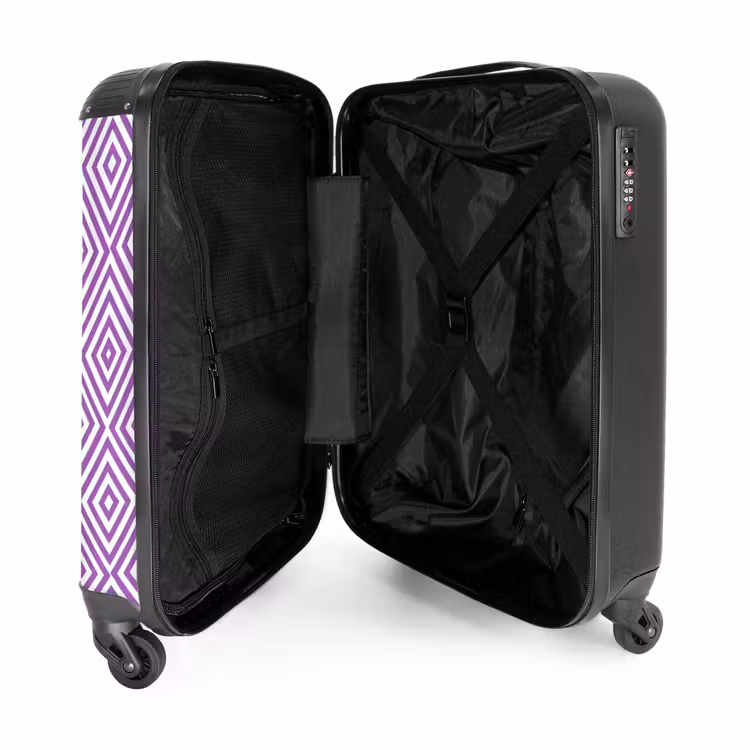 Koffer - Lila – Geometrisch – Rauten – Konzentrisch – Muster - Paars - Geometrisch - Ruiten - Concentrisch - Patroon NBS - Handbagage koffer - Vrouwen middel