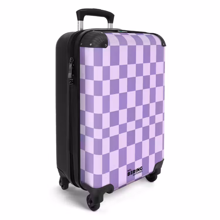 Koffer - Lila – Geometrisch – Schachbrettmuster – Blöcke – Muster - Paars - Geometrisch - Dambord - Blokken - Patroon NBS - Handbagage koffer - Vrouwen middel
