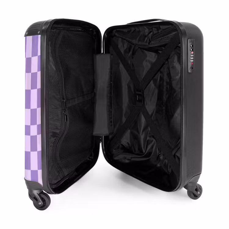 Koffer - Lila – Geometrisch – Schachbrettmuster – Blöcke – Muster - Paars - Geometrisch - Dambord - Blokken - Patroon NBS - Handbagage koffer - Vrouwen middel