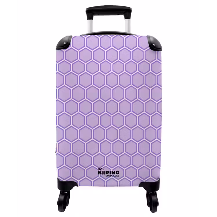Koffer - Lila – Geometrisch – Wabenmuster – Bienenwabe – Muster - Paars - Geometrisch - Honeycomb - Bijenraat - Patroon NBS - Handbagage koffer - Vrouwen middel