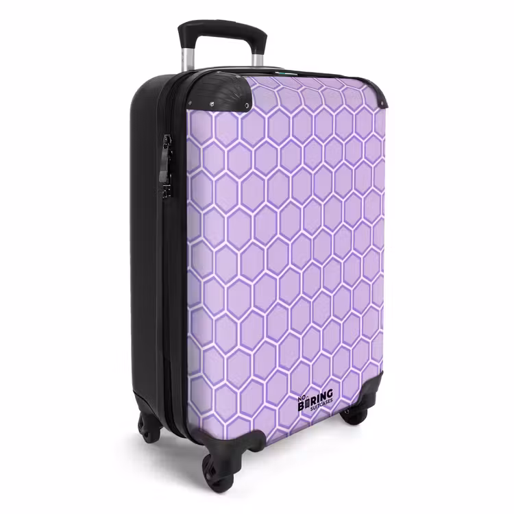 Koffer - Lila – Geometrisch – Wabenmuster – Bienenwabe – Muster - Paars - Geometrisch - Honeycomb - Bijenraat - Patroon NBS - Handbagage koffer - Vrouwen middel