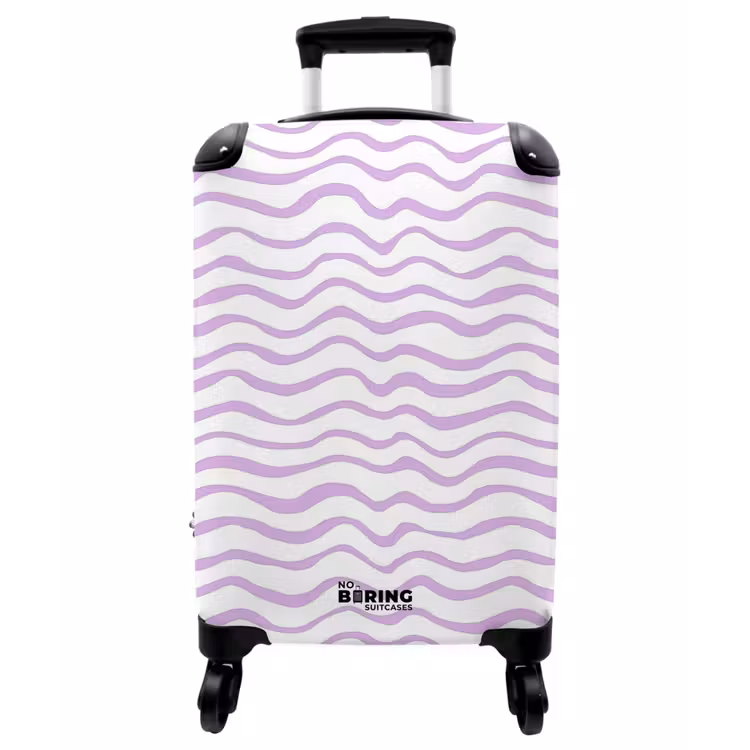 Koffer - Lila – Geometrisch – Wellen – Linien – Muster - Lila - Geometrisch - Golfjes - Lijnen - Patroon NBS - Handbagage koffer - Vrouwen middel