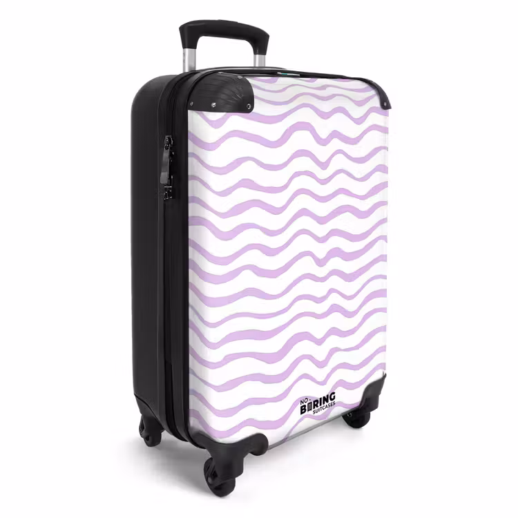 Koffer - Lila – Geometrisch – Wellen – Linien – Muster - Lila - Geometrisch - Golfjes - Lijnen - Patroon NBS - Handbagage koffer - Vrouwen middel
