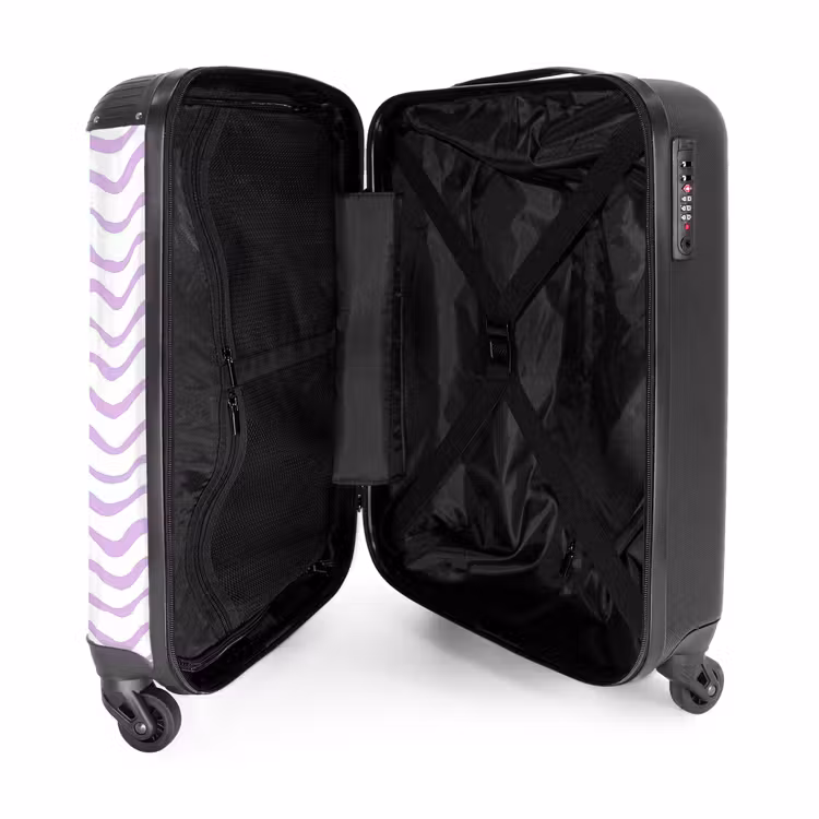 Koffer - Lila – Geometrisch – Wellen – Linien – Muster - Lila - Geometrisch - Golfjes - Lijnen - Patroon NBS - Handbagage koffer - Vrouwen middel