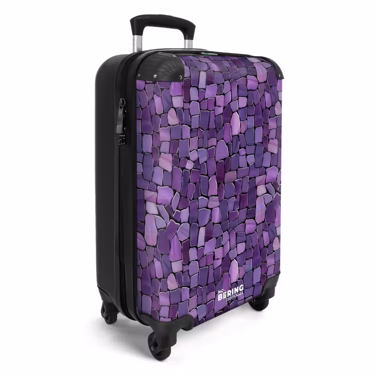 Koffer - Lila – Mosaik – Scherben – Stein – Muster - Paars - Mozaïek - Scherven - Steen - Patroon NBS - Handbagage koffer - Vrouwen middel