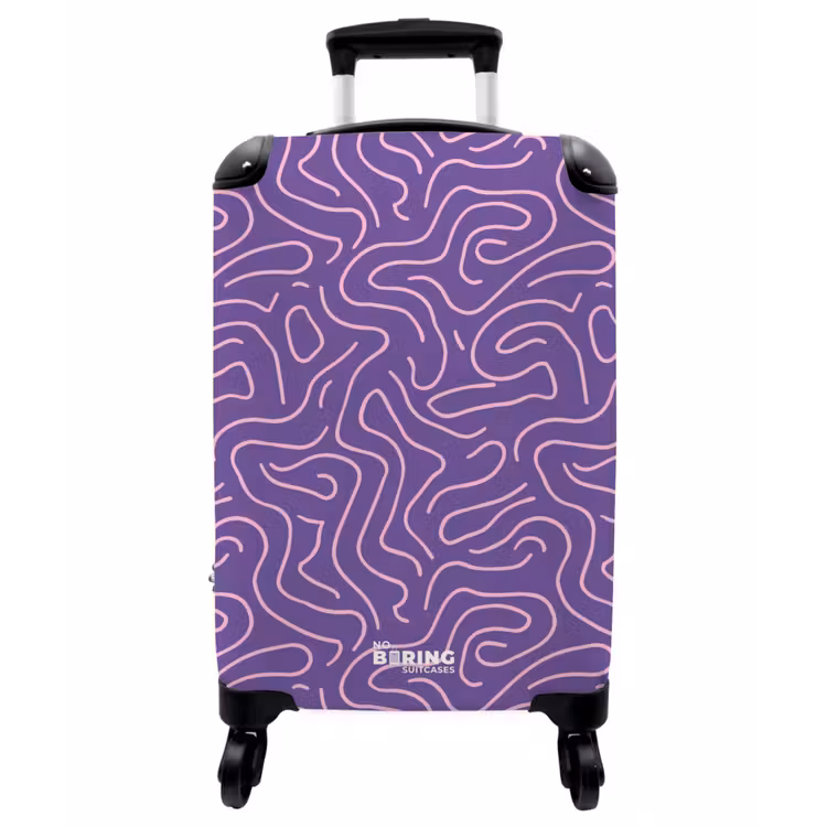 Koffer - Lila – Rosa – Abstrakt – Linien – Labyrinth – Muster - Paars - Roze - Abstract - Lijnen - Doolhof - Patroon NBS - Handbagage koffer - Vrouwen middel