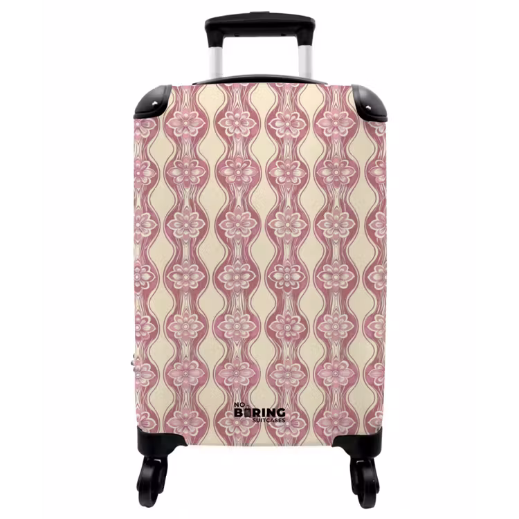 Koffer - Lila-Rosa – Blumen – Retro – Muster - Paarsroze - Bloemen - Retro - Patroon NBS - Handbagage koffer - Vrouwen middel